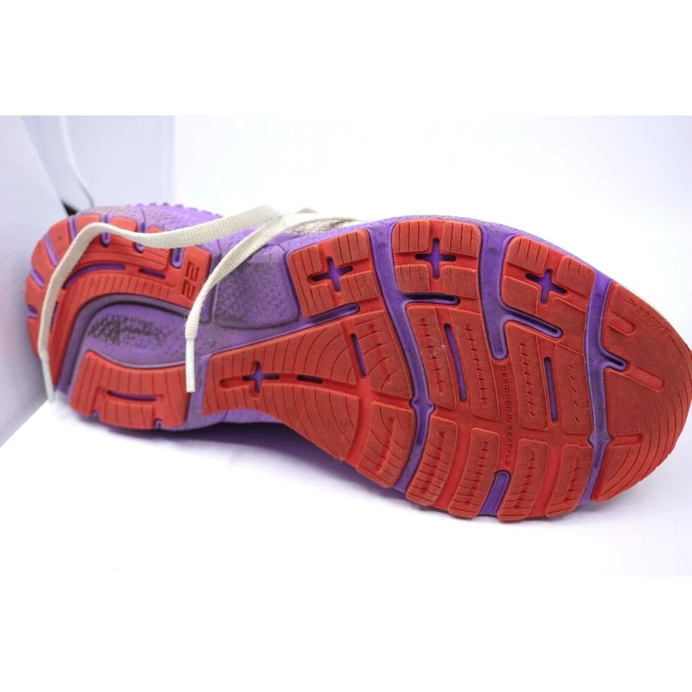 Brooks Shoes Adrenaline GTS 22 Womens Size 10 Running Comfy Grey White Purple
